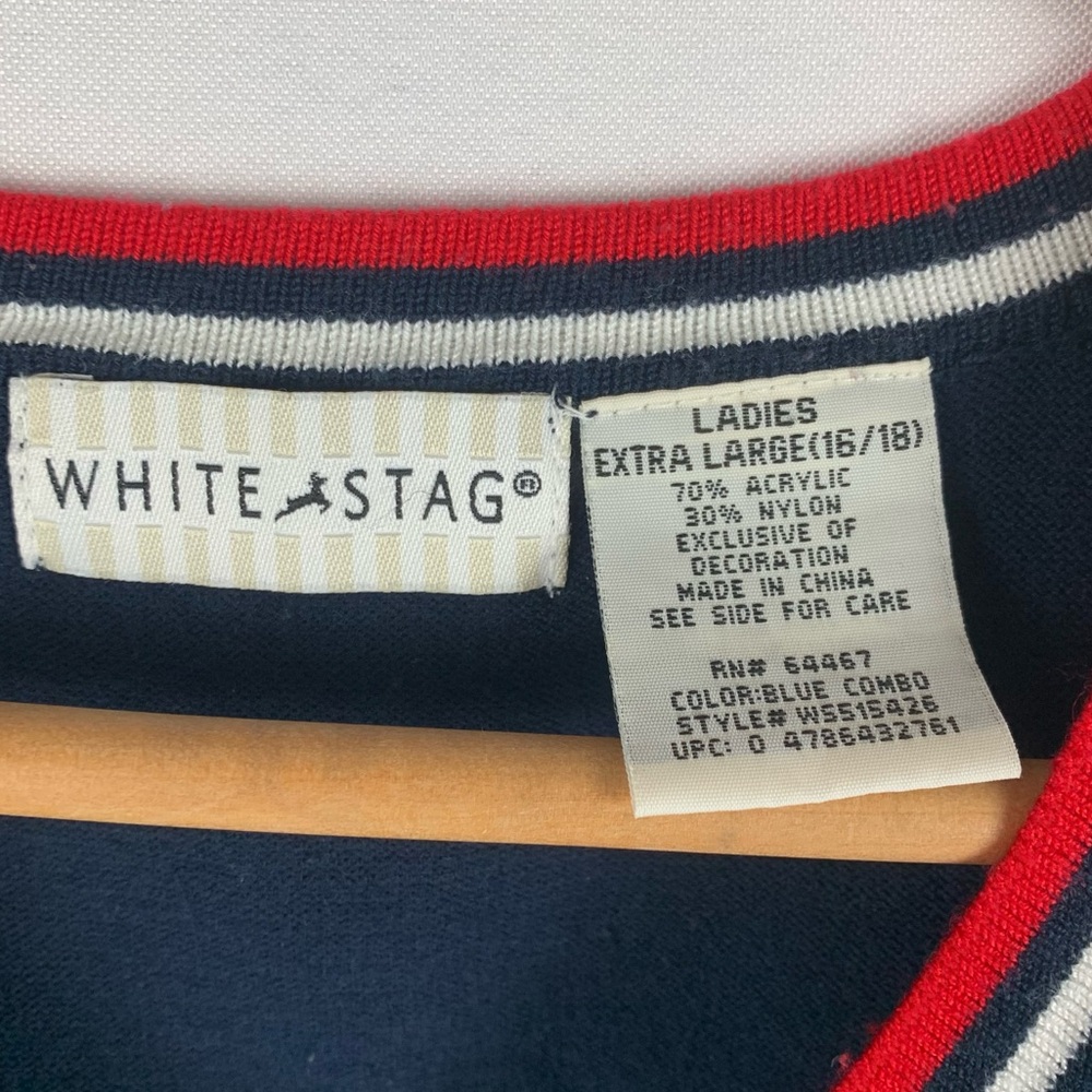 Y2K White Stag Americana Sweater Vest Patriotic Academia - Picture 5 of 5